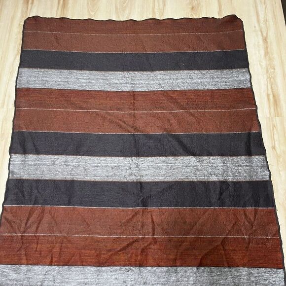 Shupaca Alpaca Blend Striped Throw Blanket Gray Rust Orange - Picture 2 of 16